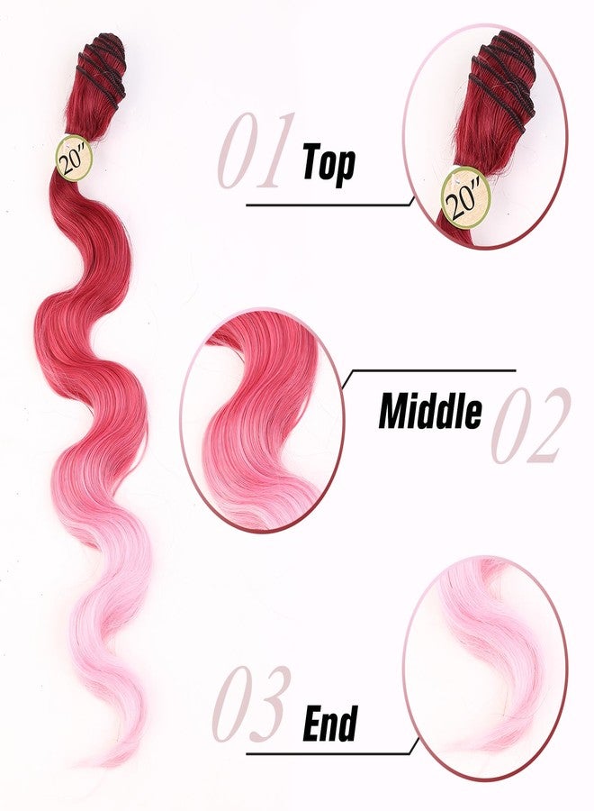 HANNE Pink Ombre Bundles Ombre Pink Body Wave Hair Extensions 18"20"22" with Closure 3 Bundles with Lace Closure Synthetic Hair bundle for Women - Image 4